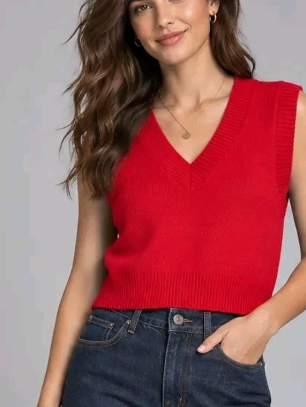 Aritzia NEW Sunday Best Winston Cherry Red Wool Blend Sweater Vest SZ XS Preppy